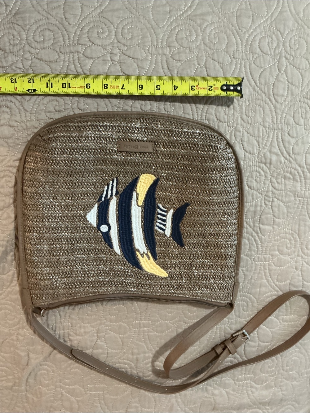 Vera Bradley Woven Straw Crossbody Bag with Embroidered Fish Accent - Brown - Picture 8 of 8